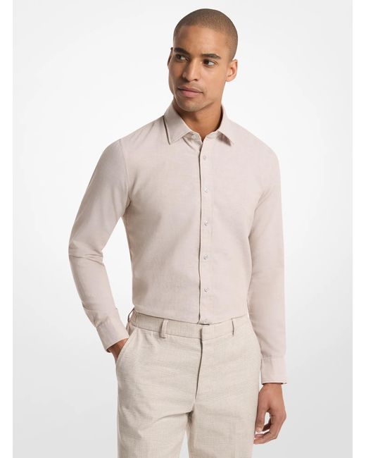 Michael Kors Natural Mk Cotton And Linen Slim-Fit Shirt for men