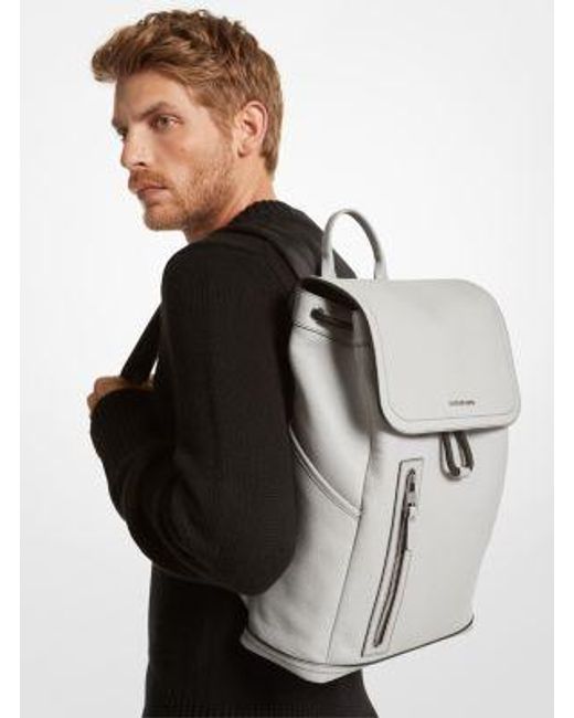 Michael Kors Gray Mk Hudson Pebbled Leather Utility Backpack for men