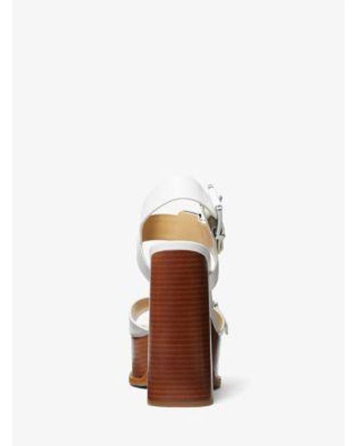 Michael Kors White Colby Leather Platform Sandal