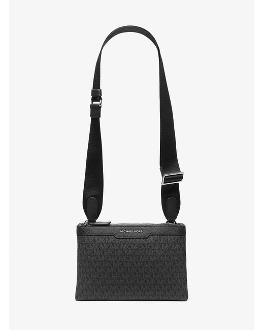 Michael Kors Black Mk Hudson Signature Logo Crossbody Bag for men