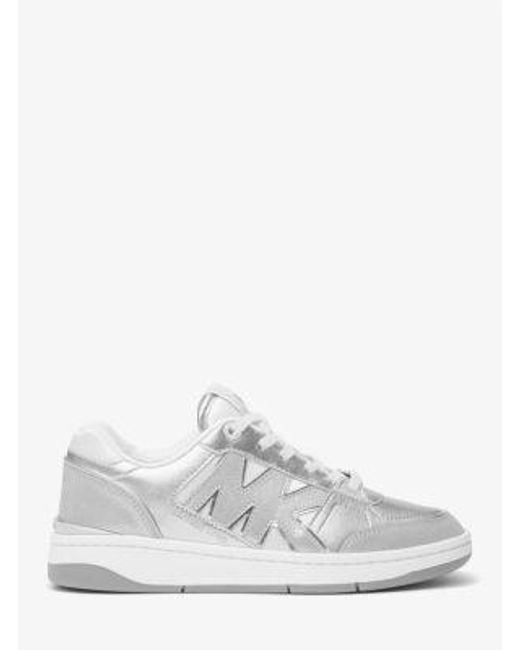 Michael Kors White Rebel Metallic Leather Sneaker