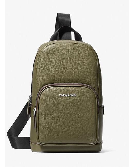 Michael Kors Green Cooper Pebbled Leather Sling Pack for men