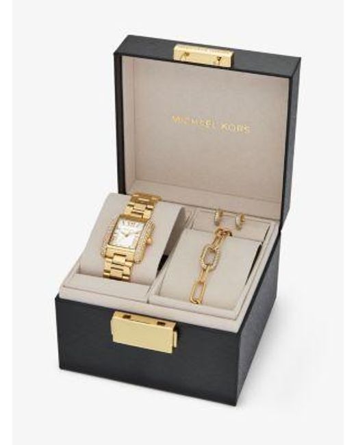 Mk Coffret Cadeau Petite Montre Emery Dorée Et Bijoux Michael Kors en coloris Metallic