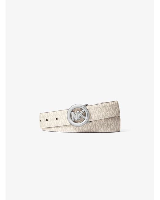 MICHAEL Michael Kors White Mk Pop Charm Signature Logo And Leather Belt