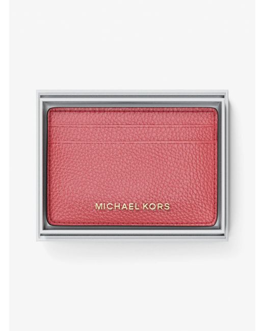 MICHAEL Michael Kors Pink Mk Pebbled Leather Card Case