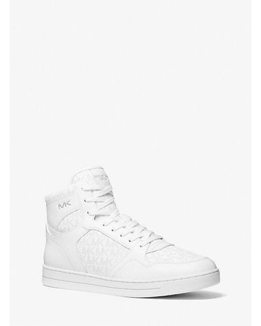 Michael Kors White Jacob Leather And Signature Logo High-top Sneaker for men