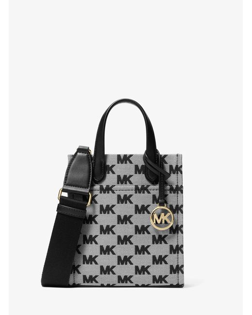 Michael Kors Outlet Black Mk Gigi Extra-Small Logo Jacquard Crossbody Bag