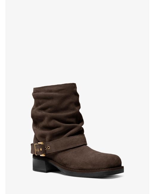 MICHAEL Michael Kors Brown Mk Colby Leather And Signature Logo Ankle Boot