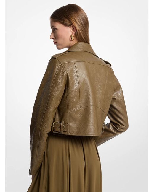 MICHAEL Michael Kors Green Mk Crinkled Moto Jacket