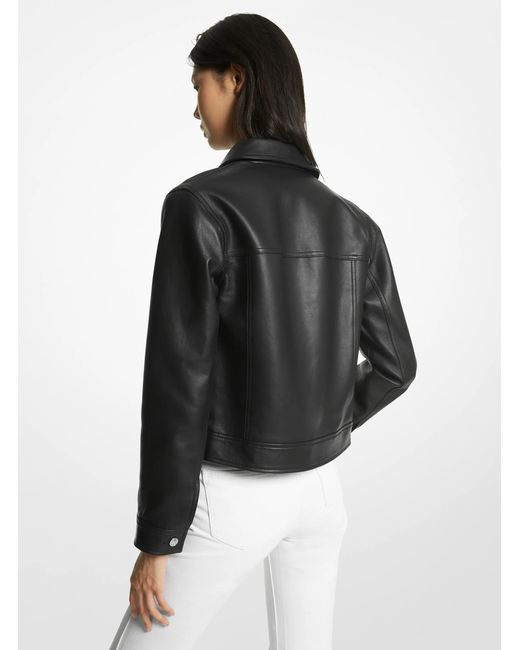 MICHAEL Michael Kors White Mk Leather Utility Jacket