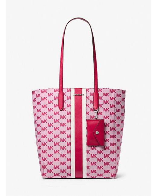 Michael Kors Pink Vincent Large Logo Jacquard Tote Bag With Card Case