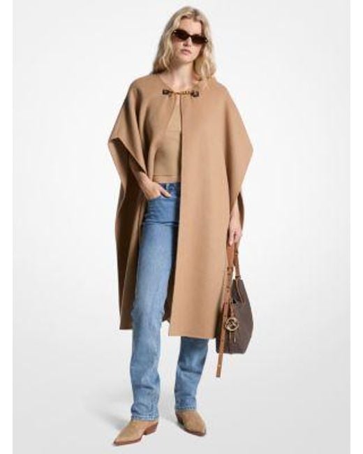 Michael Kors White Double Face Wool Blend Cape