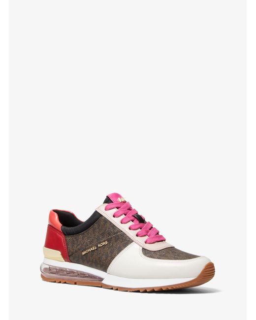 allie logo and leather trainer