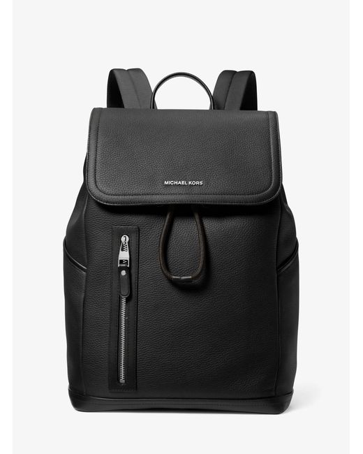 Michael Kors Black Mk Hudson Pebbled Leather Utility Backpack for men