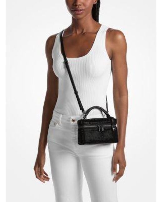 Michael Kors Black Jana Extra-Small Embellished Suede Convertible Crossbody Bag