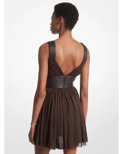 Michael Kors White Mk Chiffon Jersey Baby Doll Dress