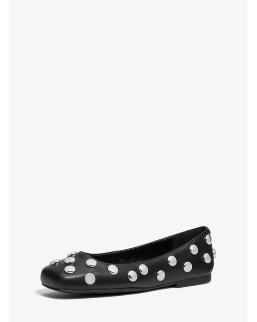 MICHAEL Michael Kors White Mk Matilda Studded Leather Ballet Flat