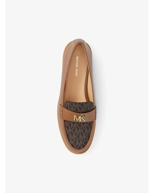 MICHAEL Michael Kors Brown Mk Lex Leather And Signature Logo Loafer