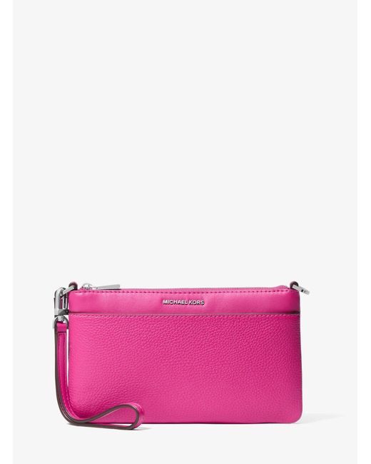 Michael Kors Pink Jet Set Medium Pebbled Leather Convertible Wristlet