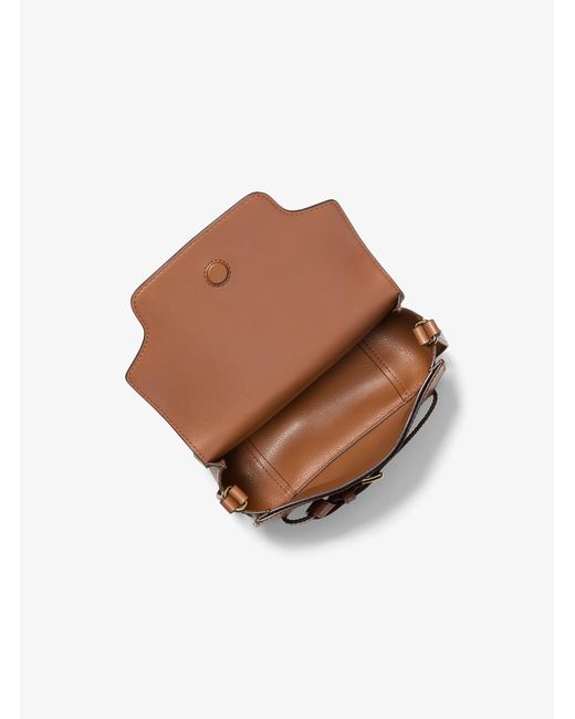 MICHAEL Michael Kors Brown Mk Emilia Small Pebbled Leather Saddle Crossbody Bag