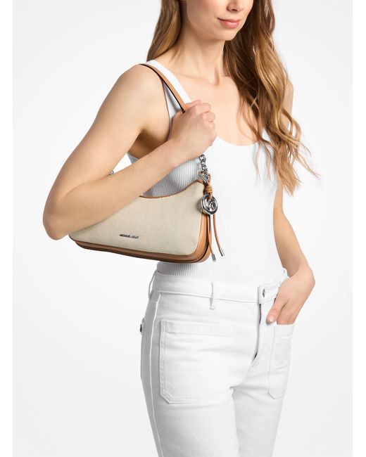 MICHAEL Michael Kors Natural Mk Nolita Medium Cotton Blend Canvas Chain Pochette