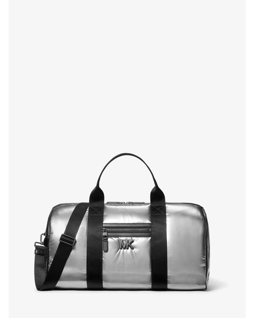 Michael Kors Gray Brooklyn Medium Metallic Puffy Duffel Bag for men