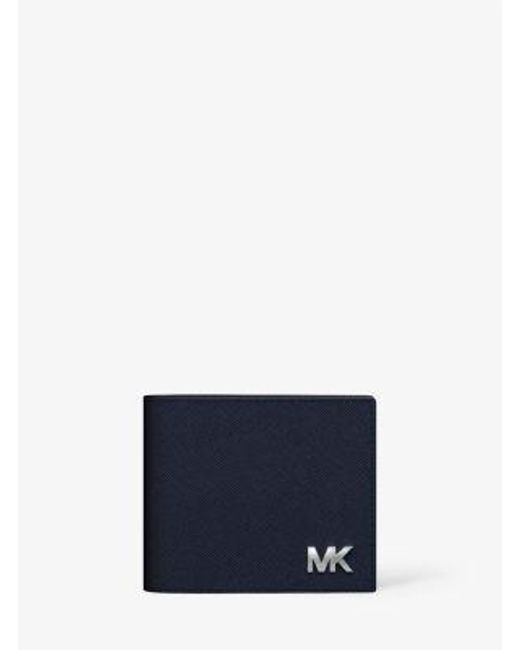 Michael Kors Blue Cooper Saffiano Leather Billfold Wallet With Passcase for men