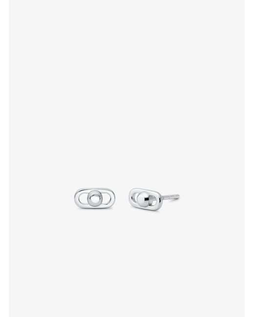 Michael Kors White Mk Astor Link Extra-Small Precious Metal-Plated Sterling Earrings
