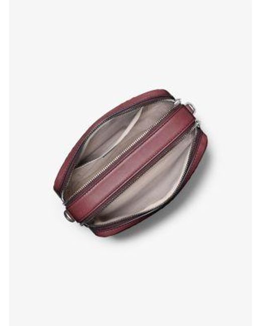 Michael Kors Purple Bryant Medium Burnished Leather Camera Crossbody Bag