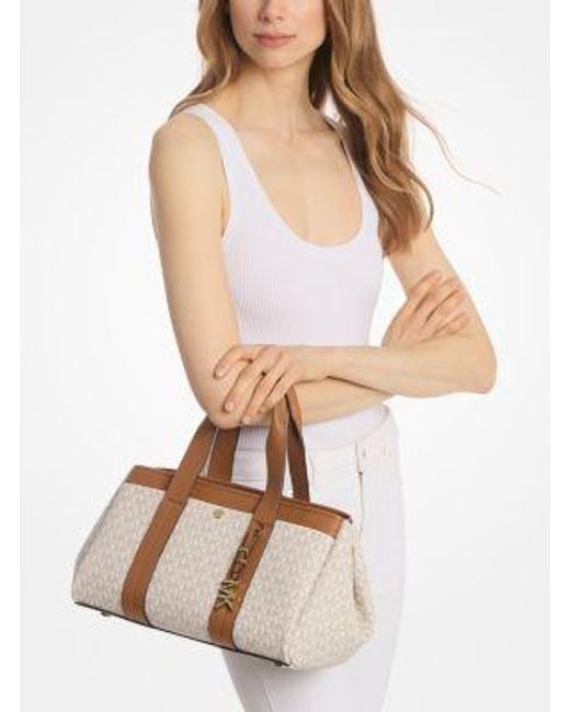Michael Kors Natural Romee Small Signature Logo Satchel