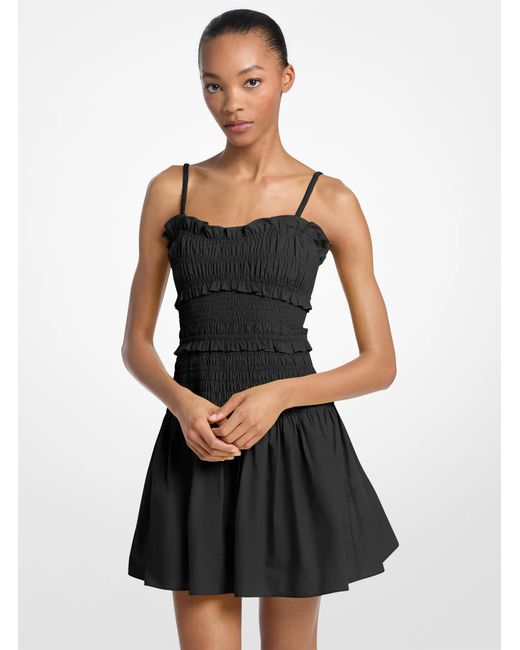 MICHAEL Michael Kors Black Mk Smocked Cotton Poplin Tank Dress