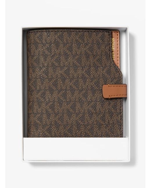 MICHAEL Michael Kors Brown Mk Jet Set Signature Logo Passport Wallet