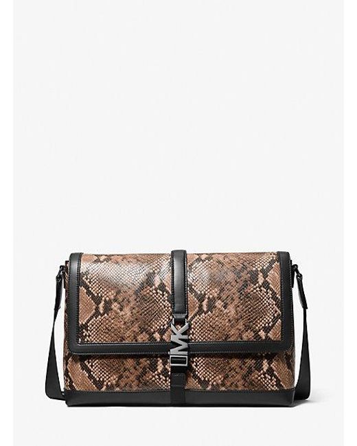 Michael Kors Gray Cyrus Medium Snake Embossed Messenger Bag for men