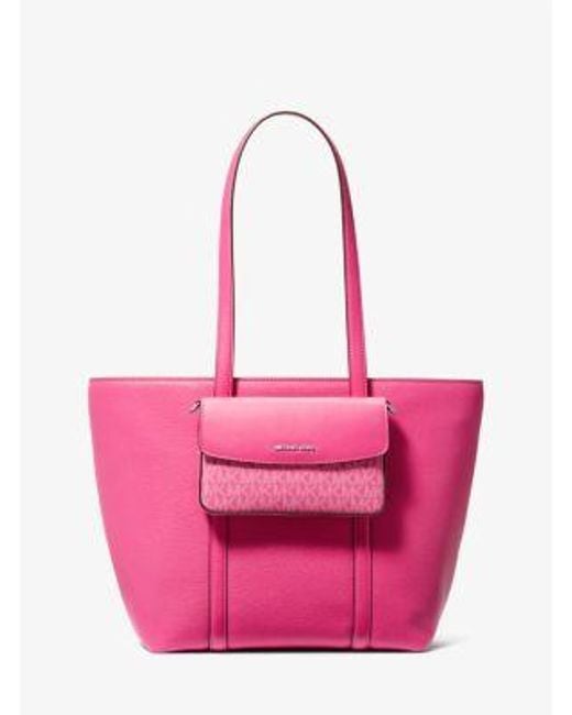 Michael Kors Pink Jet Set Large 2-In-1 Pebbled Leather Tote Bag