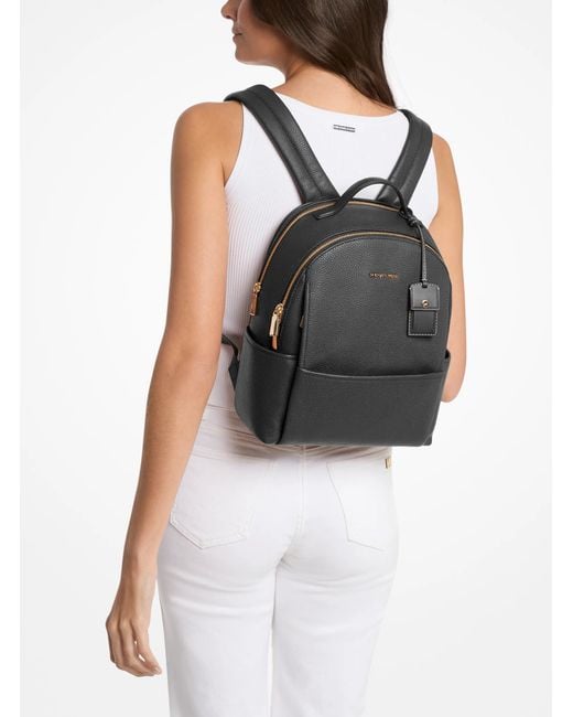 Michael Kors Black Sable Medium Pebbled Leather Backpack