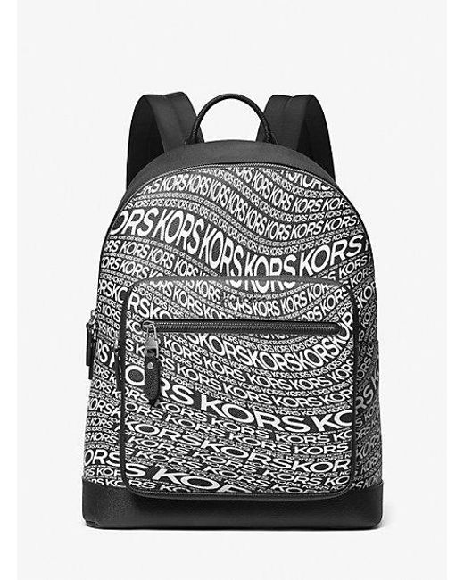 Michael Kors Black Hudson Graphic Logo Backpack for men