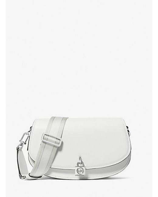 MICHAEL Michael Kors White Mila Medium Leather Messenger Bag