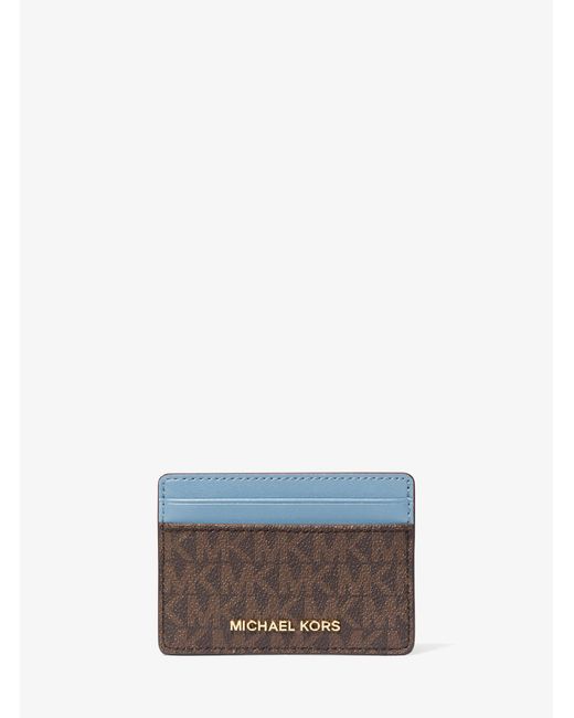MICHAEL Michael Kors Gray Mk Jet Set Signature Logo Card Case