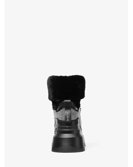 Michael Kors Black Mk Shiloh Embellished Mixed-Media Boot