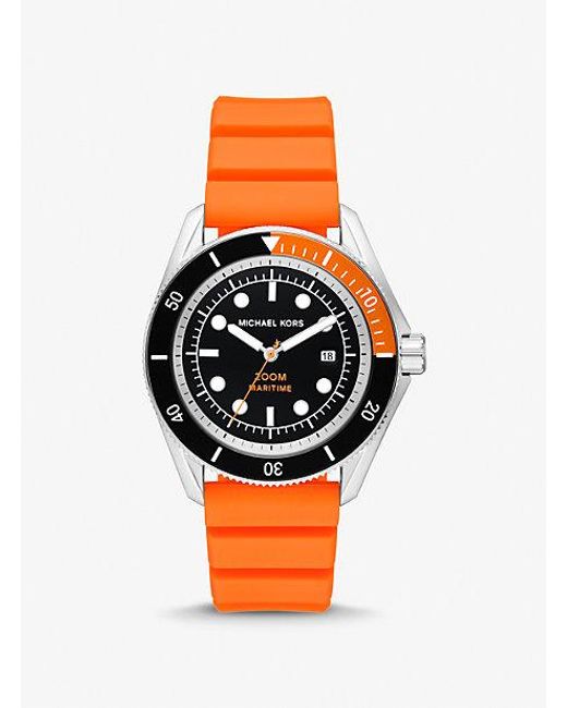 Michael Kors Orange Oversized Maritime Silicone Watch for men