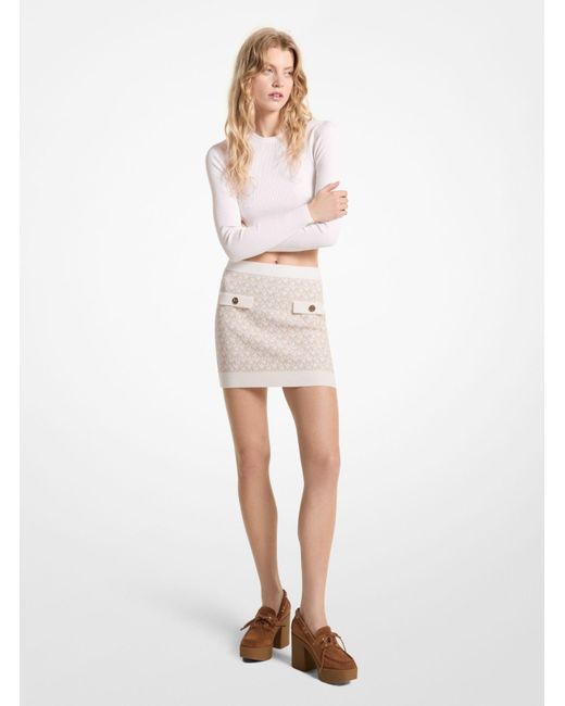 Minifalda de jacquard con logotipo Michael Kors de color White