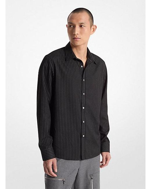 Michael Kors Black Relaxed-Fit Striped Point Collar Shirt for men