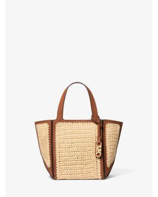 Michael Kors Natural Jordi Small Hand-Crocheted And Leather Tote Bag