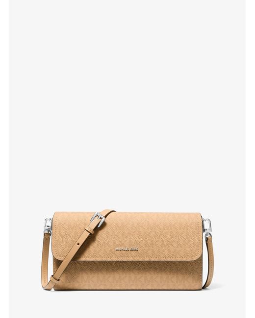 Michael Kors Natural Jet Set Small Signature Logo Convertible Crossbody Bag