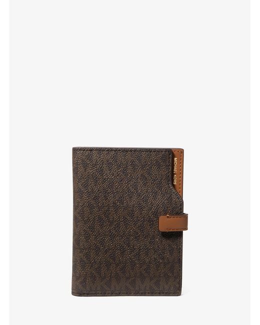 MICHAEL Michael Kors Brown Mk Jet Set Signature Logo Passport Wallet