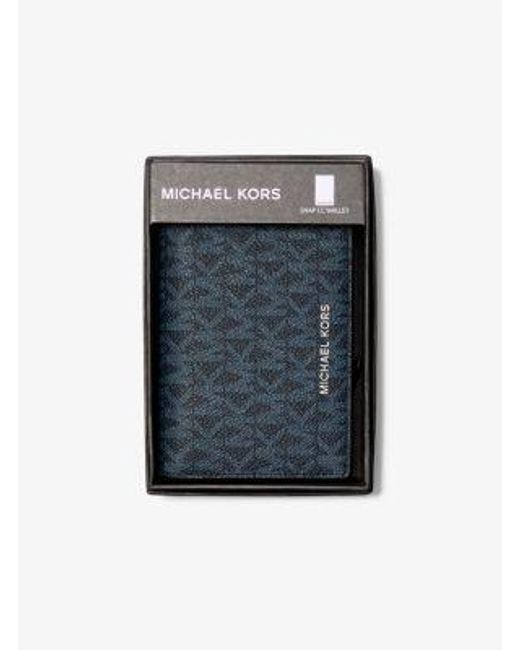 Michael Kors Blue Cooper Signature Logo Print Wallet for men