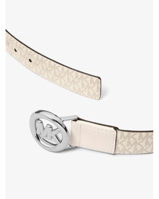 MICHAEL Michael Kors White Mk Pop Charm Signature Logo And Leather Belt