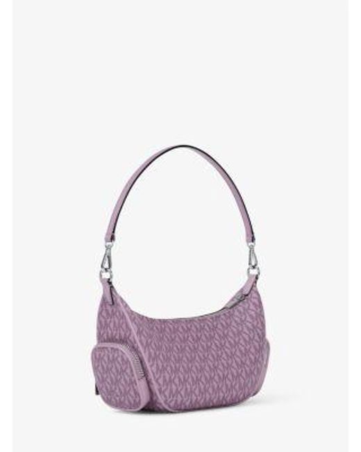 Michael Kors Purple Merritt Small Signature Logo Convertible Shoulder Bag