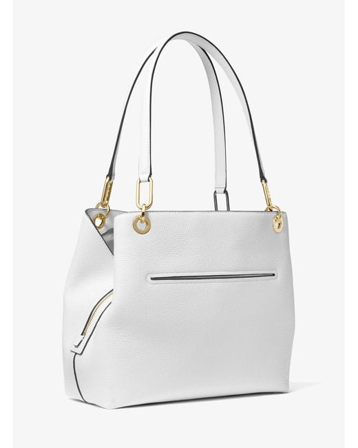 MICHAEL Michael Kors White Kensington Large Pebbled Leather Tote Bag