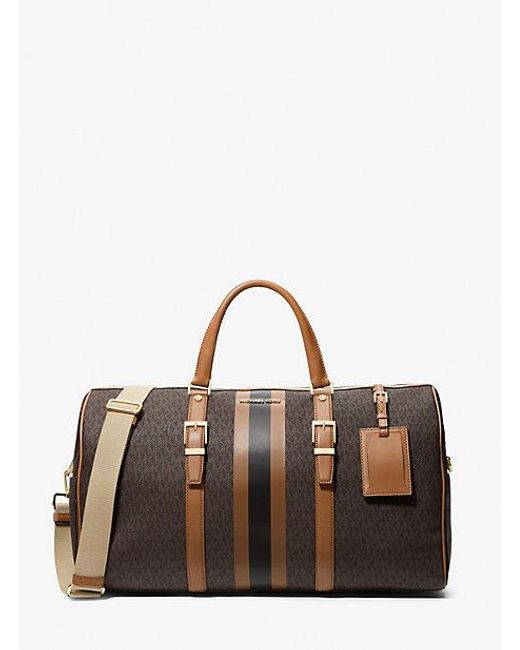 Michael Kors Brown Bedford Travel Extra-large Logo Stripe Weekender Bag